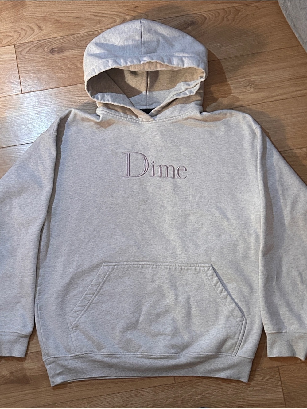Authentic Dime Embroidered Light Gray Hoodie